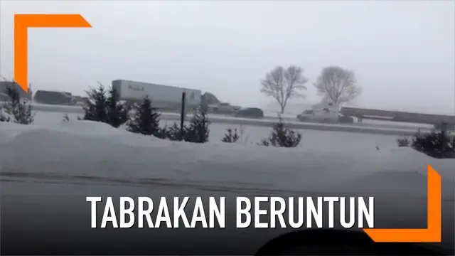 Tabrakan beruntun terjadi di Minnesota, Amerika Serikat. Kecelakaan terjadi karena salju lebat yang tengah melanda.