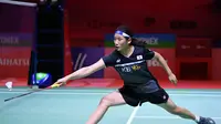 Pebulutangkis wanita Korea Selatan, An Se-young, menjuarai Indonesia Masters 2021 di Bali International Convention Center, Westin Resort, Nusa Dua, Bali, Minggu (21/11/2021). (AFP/Badminton Assosiation Indonesia)