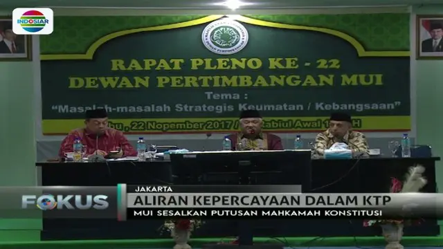 Menurut MUI maksud dari kata kepercayaan dalam UUD adalah berdasarkan agama bukan aliran kepercayaan.