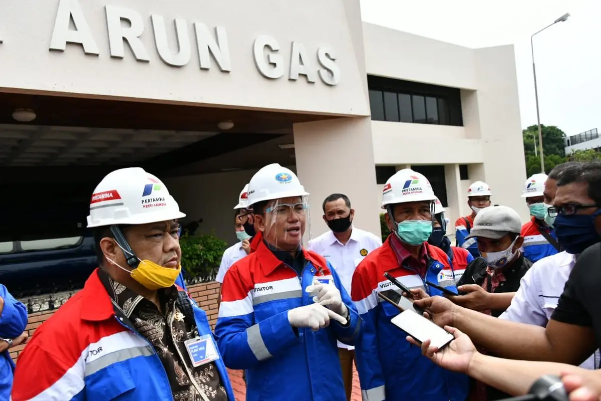 Kepala BPH Migas, M. Fanshurullah Asa dan Tim berkunjung ke PT. Perta Arun Gas (PAG) di Lhokseumawe, Aceh (29/06/2020).  (Dok BPH Migas)