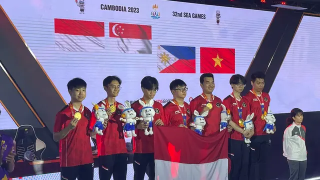 Timnas Valorant Indonesia bersama Singapura meraih medali emas di SEA Games 2023 Kamboja (PBESI)