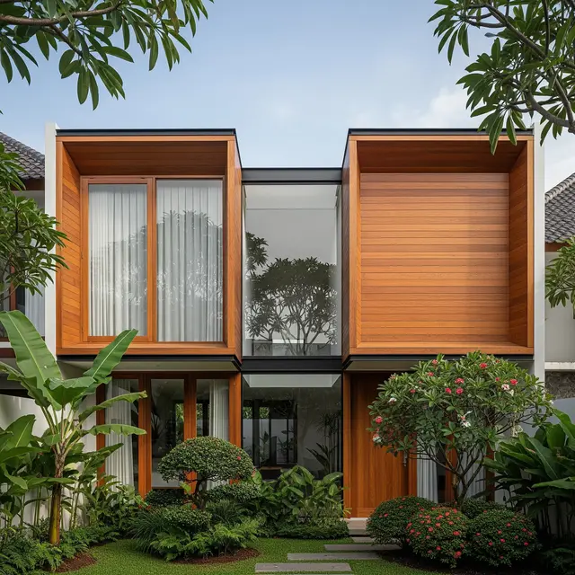 9 Desain Tampak Depan Rumah Minimalis Modern dengan Perpaduan Kayu, Hangat dan Elegan