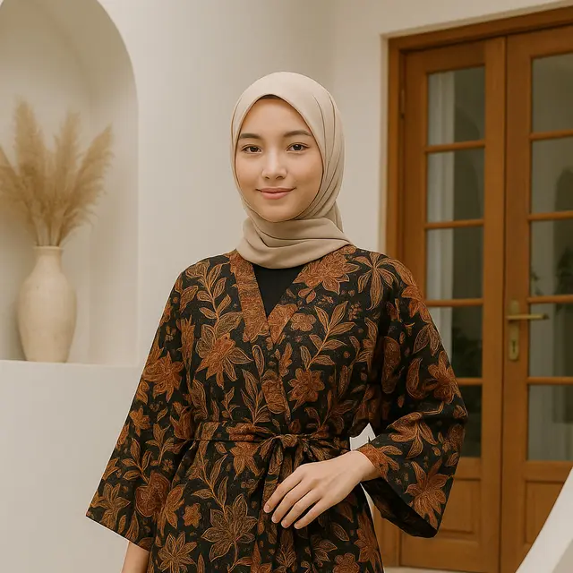 Baju Jahit Model Atasan Batik Kimono Santai/via Chat GPT