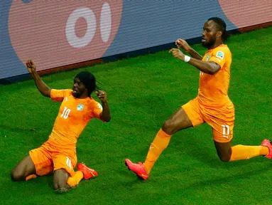 Pantai Gading berhasil meraih poin penuh di penyisihan Piala Dunia 2014 Grup C di Pernambuco Arena, Recife, Brasil, (15/6/2014). (REUTERS/Ruben Sprich)