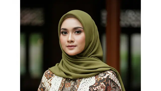 Model Gamis Batik Mix Tile Brokat Tanpa Berlebihan
