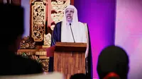 Sekretaris Jenderal Liga Muslim Dunia Syekh Mohammed Al-Issa menyampaikan pidato pembukanya dalam Forum Religion Twenty (R20). (Foto: Dokumentasi Forum R20).