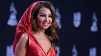 Thalia hadir di Annual Latin Grammy Awards di Las Vegas, Nevada (14/11/2019). (AFP/Bridget Bennett)