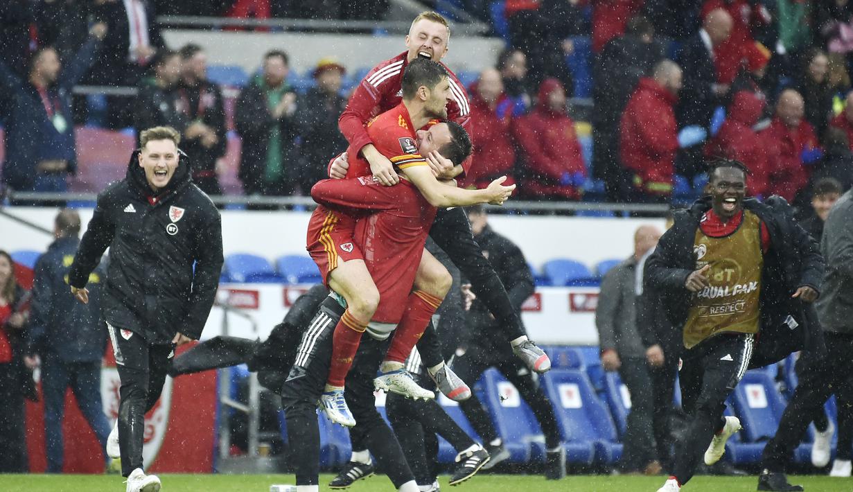 Atas hasil itu, Wales menjadi tim terakhir yang bergabung di Grup B putaran final Piala Dunia 2022 Qatar. Mereka akan satu grup bersama Inggris, Iran, dan Amerika Serikat. (AP/Rui Vieira)