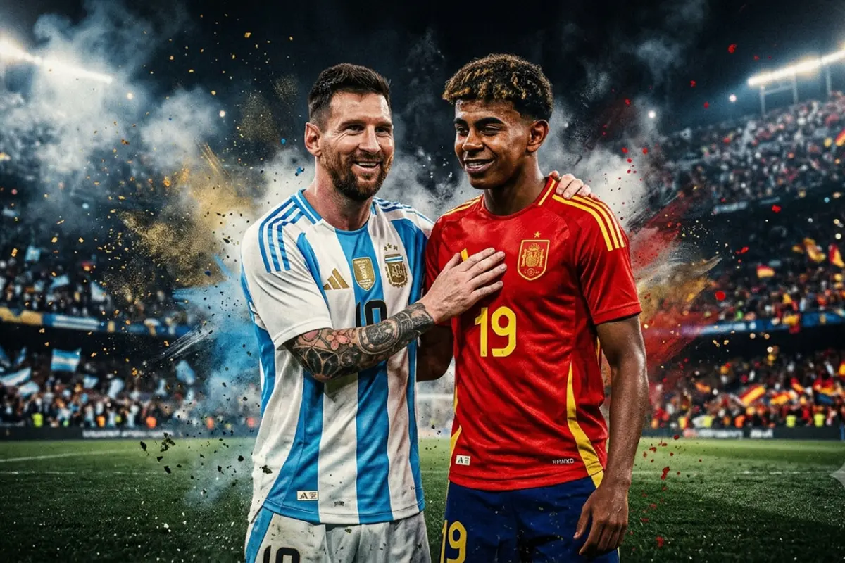 Ilustrasi Lionel Messi, Lamine Yamal