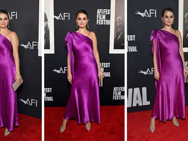 Foto kolase Selena Gomez saat menghadiri pemutaran film "Selena Gomez: My Mind And Me" selama malam pembukaan AFI Fest 2022 di TCL Chinese Theatre di Hollywood, California pada 02 November 2022 . (AFP Photo)