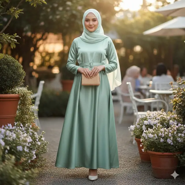 Model Gamis Bahan Satin Terbaru