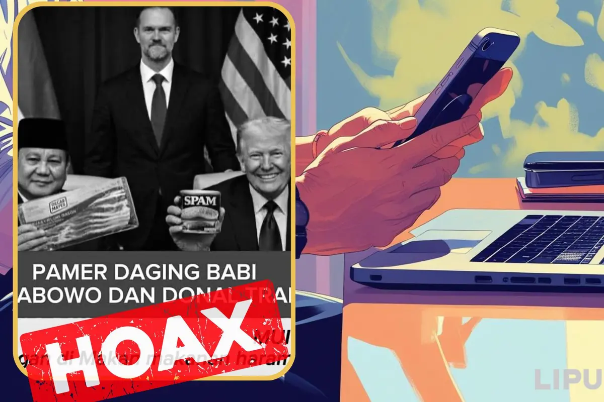 Cek fakta foto Presiden Prabowo dengan Donald Trump pamer produk daging babi