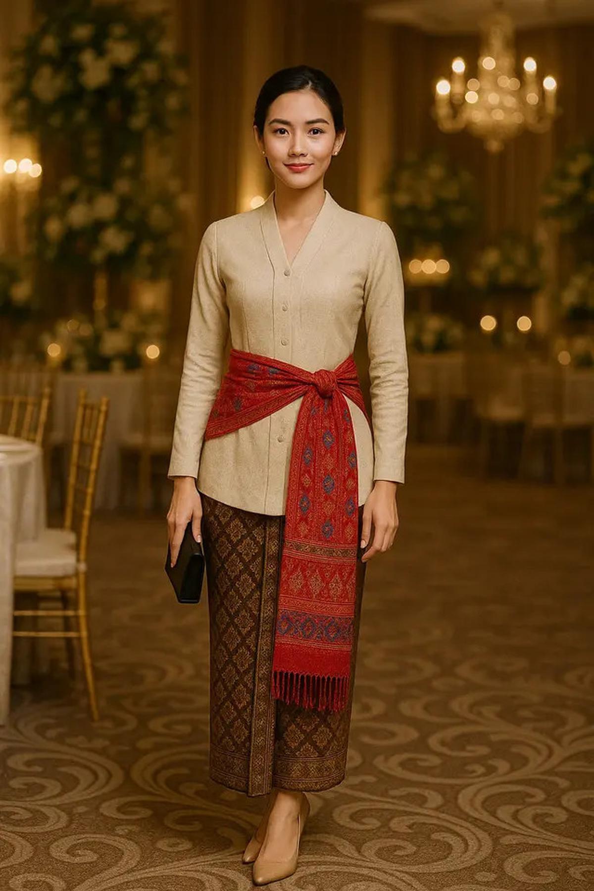 8 Model Kebaya Panjang dengan Selendang Ikat Samping Pinggang, Gaya Uut Permatasari Curi Perhatian
