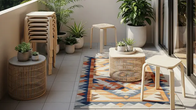 Teras dengan Furnitur Susun yang Fleksibel