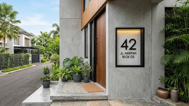 Desain Ceruk Nomor Rumah yang Menyatu dengan Fasad Minimalis