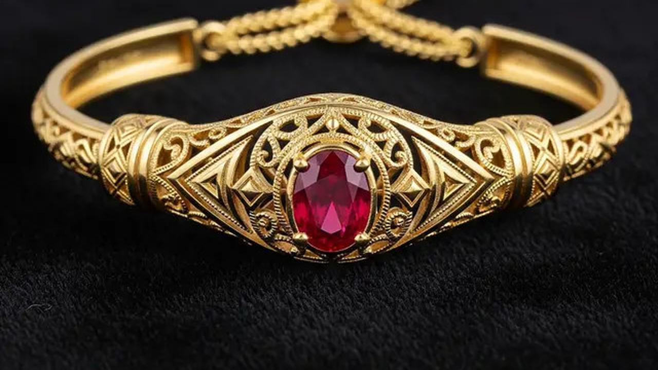 7 Model Gelang Emas Serut dengan Aksen Batu Permata Terbaru 2025