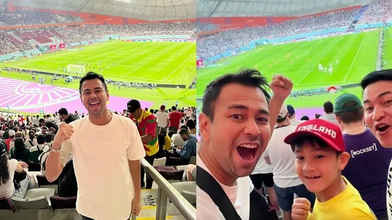 6 Potret Raffi Ahmad Nonton Langsung Piala Dunia, Rafathar Senang Inggris Menang