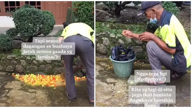 Dagangannya Jatuh Tak Tersisa, Kisah Penjual Es Buah Ini Bikin Haru