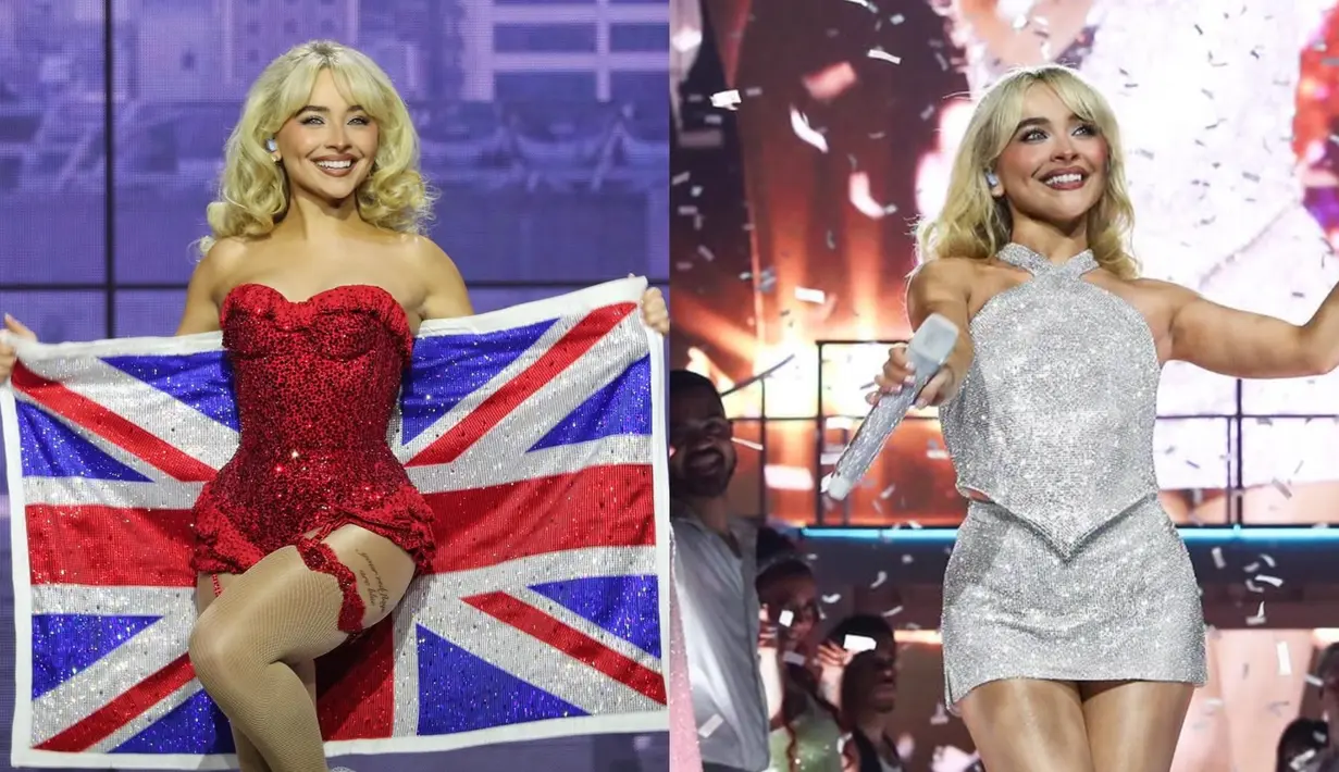 Konser tunggal Sabrina Carpenter di London sukses menghibur para penggemarnya. Dengan aksi panggung yang khas, Sabrina Carpenter tampil dengan busana serba kristal selama konser [@sabrinacarpenter]