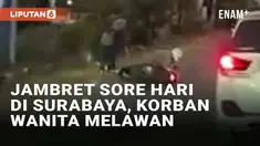 Aksi penjambretan terjadi di depan Kampus ITS Keputih, Surabaya (12/9/2024). Dua pelaku bermotor mengincar tas seorang wanita yang berjalan kaki. Upaya pelaku sempat mendapat perlawanan dari korban, terekam kamera dashboard mobil.