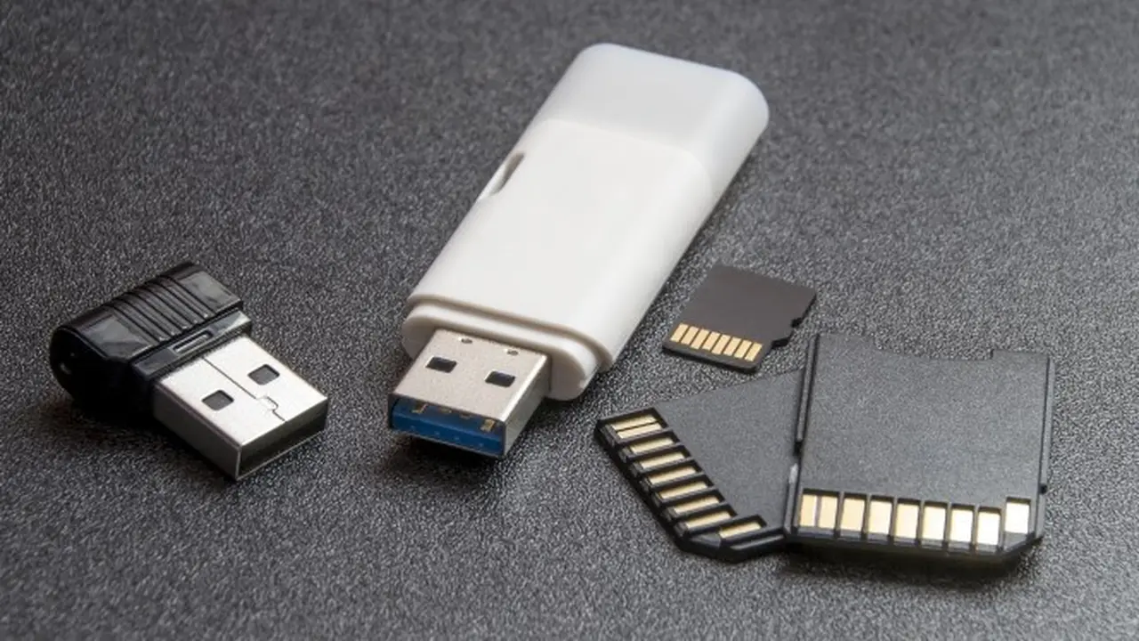 Ilustrasi flash disk, flash drive, kartu memori, nano receiver. Kredit: Pexels via Pixabay