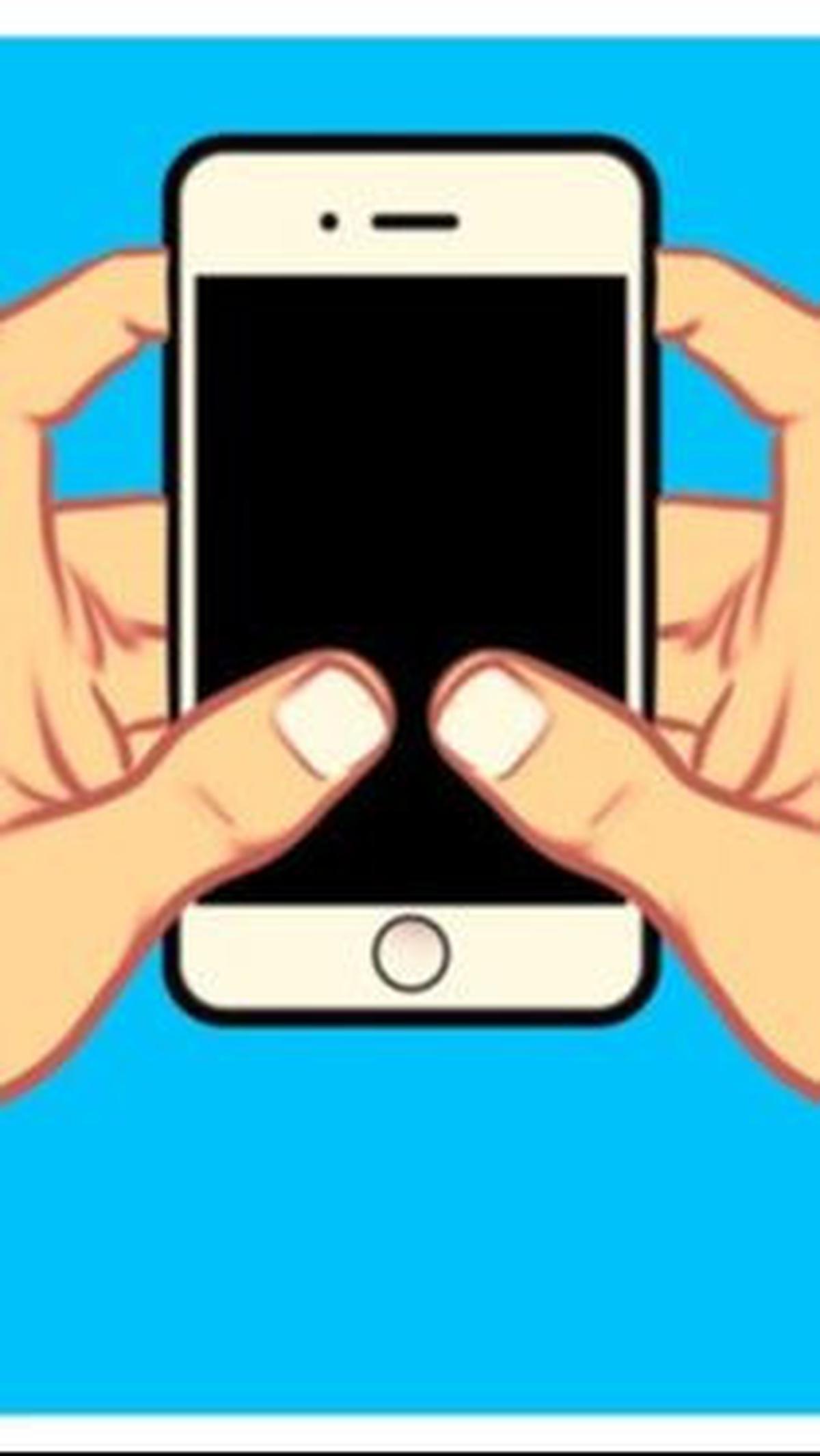 3. Memegang Ponsel dengan Dua Tangan dan Menggunakan Dua Ibu Jari untuk Menyentuh Layar<br>