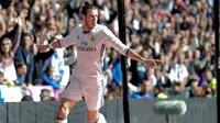 Selebrasi winger Real Madrid, Gareth Bale usai mencetak gol ke gawang Leganes. (REUTERS/Sergio Perez)