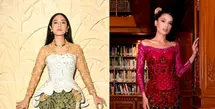 Syifa Hadju tampil anggun dengan kebaya kutubaru berwarna putih yang dipadukan dengan kain lilit batik multiwarna. [@syifahadju]