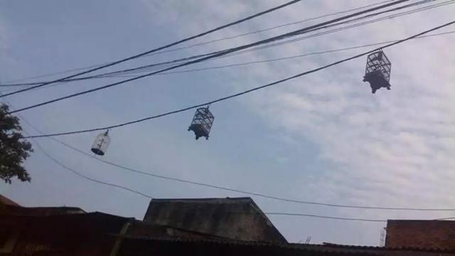 10 Potret Absurd Benda Nyangkut di Kabel Listrik, Ada Jemuran Hingga Mobil