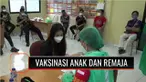 Vaksinasi perdana untuk anak dan remaja digelar di Polsek Tanjung Priok, Jakarta Utara, Kamis siang. Animo kaum muda atas vaksinasi ini masih belum tinggi.