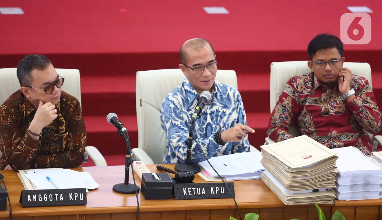 KPU baru akan membicarakan kapan penetapan hasil penghitungan suara pada Pemilu 2024 jika rekapitulasi telah selesai secara keseluruhan. (Liputan6.com/Angga Yuniar)