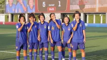 Pertandingan Thailand vs Malaysia di semifinal Srikandi Merdeka Cup persembahan Caffino di Supersoccer Arena, Kudus, Jawa Tengah, Jumat (21/8/2026) sore WIB, berakhir dengan kemenangan telak Thailand 5-1 atas Malaysia. (Bola.com/Nirmatuloh Efendi)