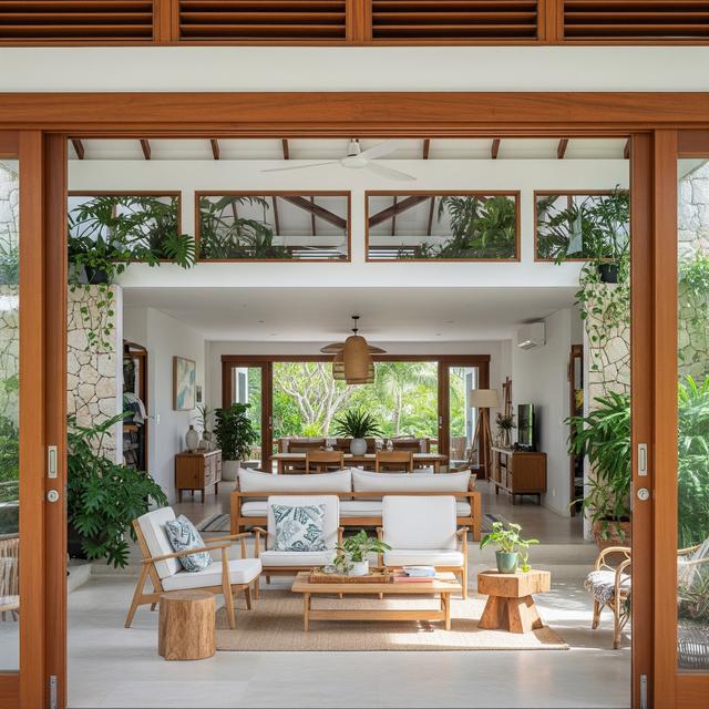 Desain Rumah Adem dengan Ventilasi Silang dan Tanaman Indoor (Gemini AI)