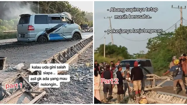 Viral Mobil Terjebak di Jalan Cor Masih Basah, Tak Ada yang Membantu