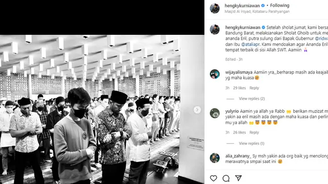 6 Ucapan Duka Selebriti Usai Eril Dinyatakan Meninggal, Hengky Kurniawan Ikut Sholat Ghaib