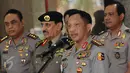 Kapolri Jenderal Pol Tito Karnavian memberi keterangan usai menerima Kepala Kepolisian Arab Saudi General Othman bin Nasser Al Mehrej di Jakarta, Selasa (18/4). Pertemuan untuk menindaklanjuti nota kesepahaman. (Liputan6.com/Helmi Fithriansyah)
