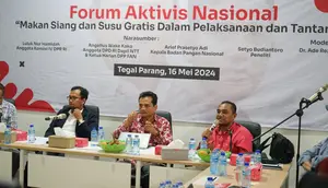 Diskusi bertajuk &ldquo;Makan Siang dan Susu Gratis dalam Pelaksanaan dan Tantangan&rdquo; di bilangan Tegal Parang, Jakarta Selatan, Kamis (16/5/2024) (Istimewa)