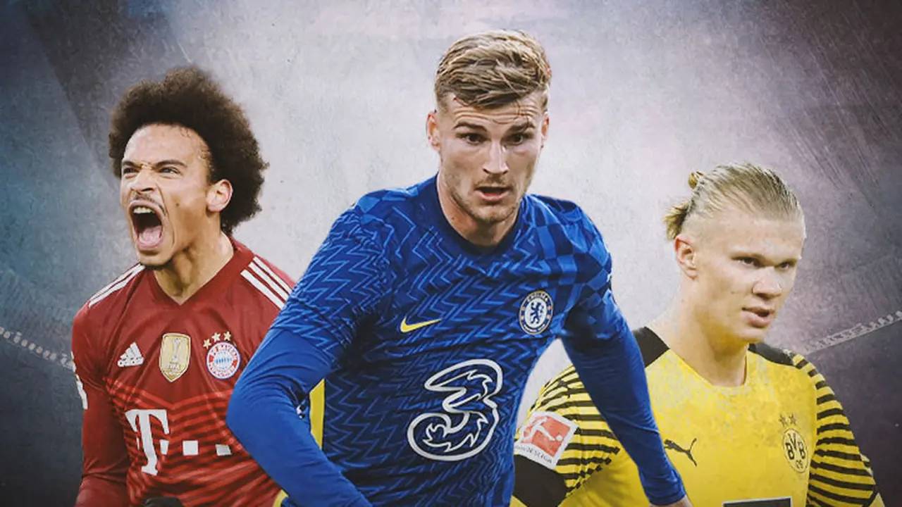 Ilustrasi - Leroy Sane, Timo Werner, Erling Haaland