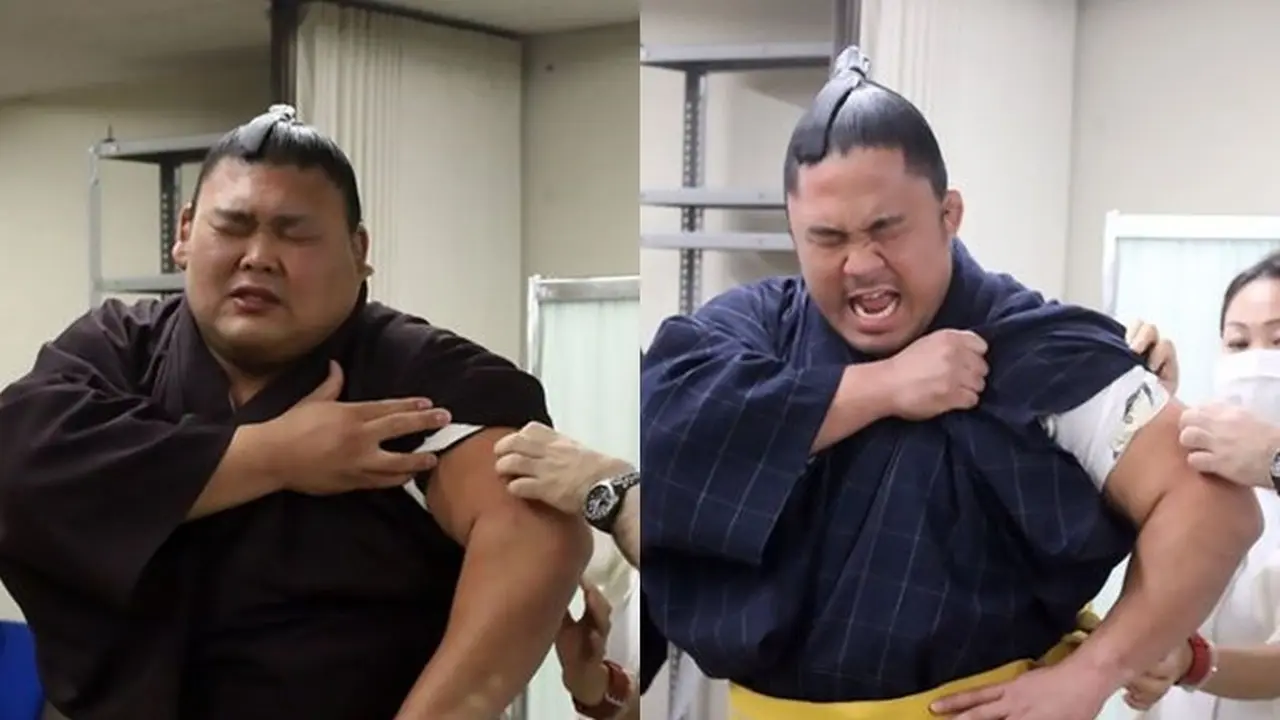 Lucunya Ekspresi Ketakutan Sumo Saat Disuntik Vaksin