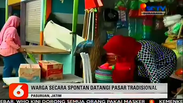 Penutupan pasar tradisional di Pasuruan, dilakukan oleh warga karena masih saja ada pedagang yang membandel tetap berdagang walau telah terbitnya kebijakan pemerintah untuk memberhentikan aktivitas yang mengundang keramaian atau kerumunan.