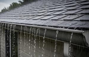 Ilustrasi Talang Rumah Meluap saat Hujan Deras/Gemini AI