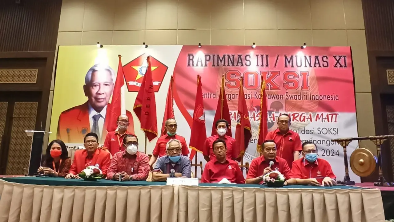 Ahmadi Noor Supit terpilih sebagai Ketua Umum Dewan Pimpinan Nasional Sentral Organisasi Karyawan Swadiri Indonesia (DEPINAS SOKSI) dalam Munas XI SOKSI di Hotel Sultan Jakarta, Sabtu (25/7/2020)