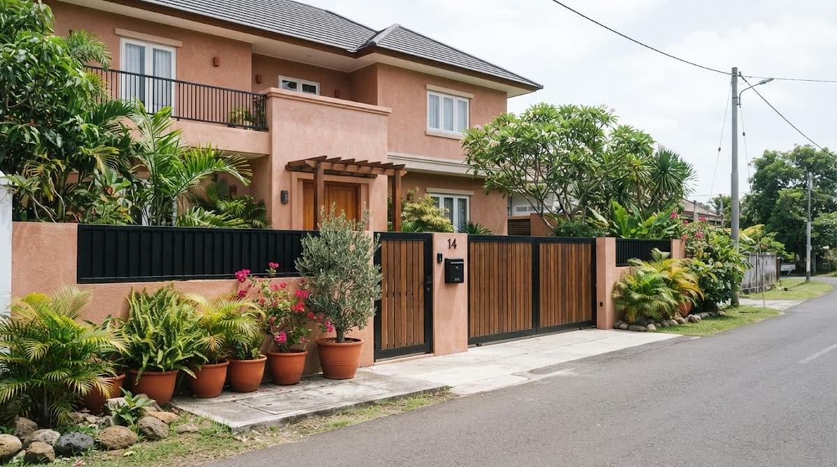 Kombinasi Warna Cat Pagar dan Dinding Rumah di Pinggir Jalan