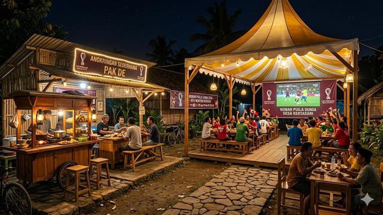6 Ide Desain Angkringan di Desa untuk Nobar Piala Dunia yang Modern dan Estetik