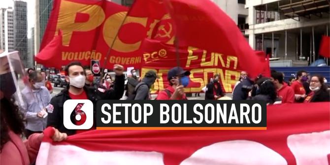 VIDEO: Demonstran Serukan Setop Presiden Bolsonaro di Sao Paulo
