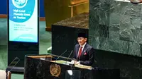 Menparekraf Sandiaga Salahuddin Uno menyampaikan pidatonya dalam acara high level meeting "UN General Assembly Sustainability Week" di Markas PBB, New York, Minggu, 15 April 2024. (dok. kemenparekraf.go.id/Rusmia Nely)
