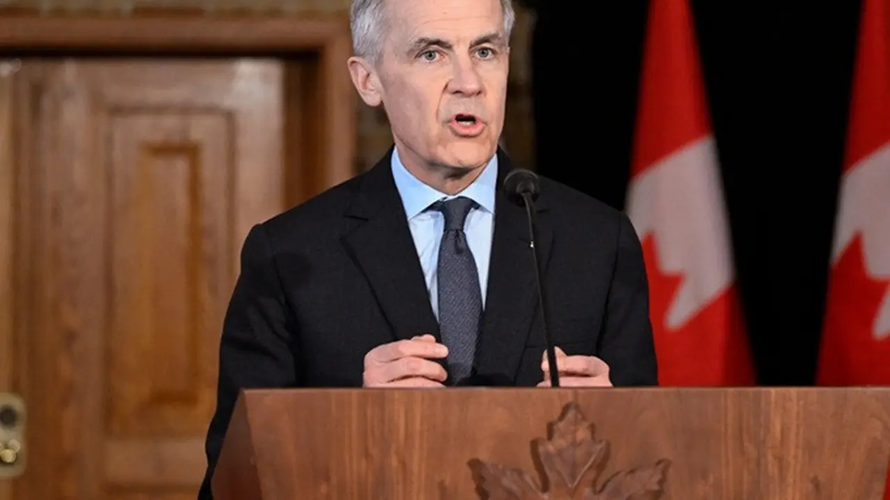 Perdana Menteri Kanada Mark Carney saat pidato di Quebec, Quebec City, Kamis, (22/1/2026).