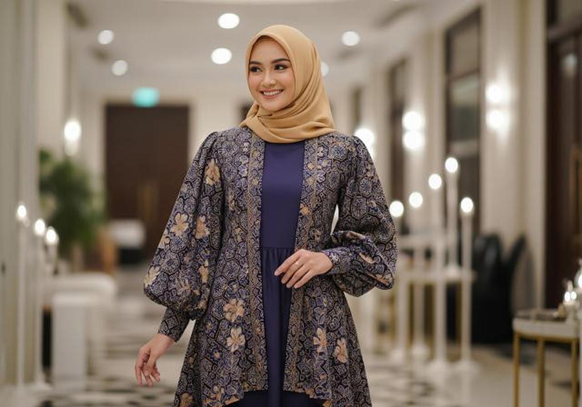 7 Model Gamis Batik dengan Outer Tunik, Gaya Syar'i yang Tetap Modis