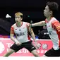 Ganda putra Indonesia Kevin Sanjaya Sukamuljo / Marcus Fernaldi Gideon di Piala Sudirman 2019. (twitter.com/INABadminton)