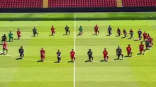 Skuat Liverpool menyuarakan gerakan Black Lives Matter dan memberi penghormatan khusus kepada George Floyd di Stadion Anfield. (foto: https://www.instagram.com/trentarnold66)